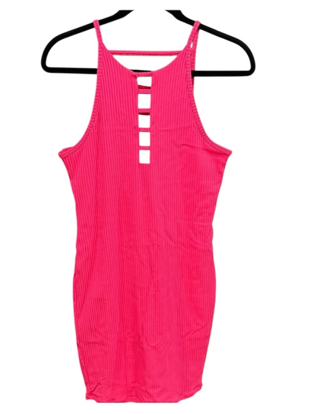 Victoria Secret Sport Hot Pink Ribbed Tank Dress with Ladder Back Size M Prelove